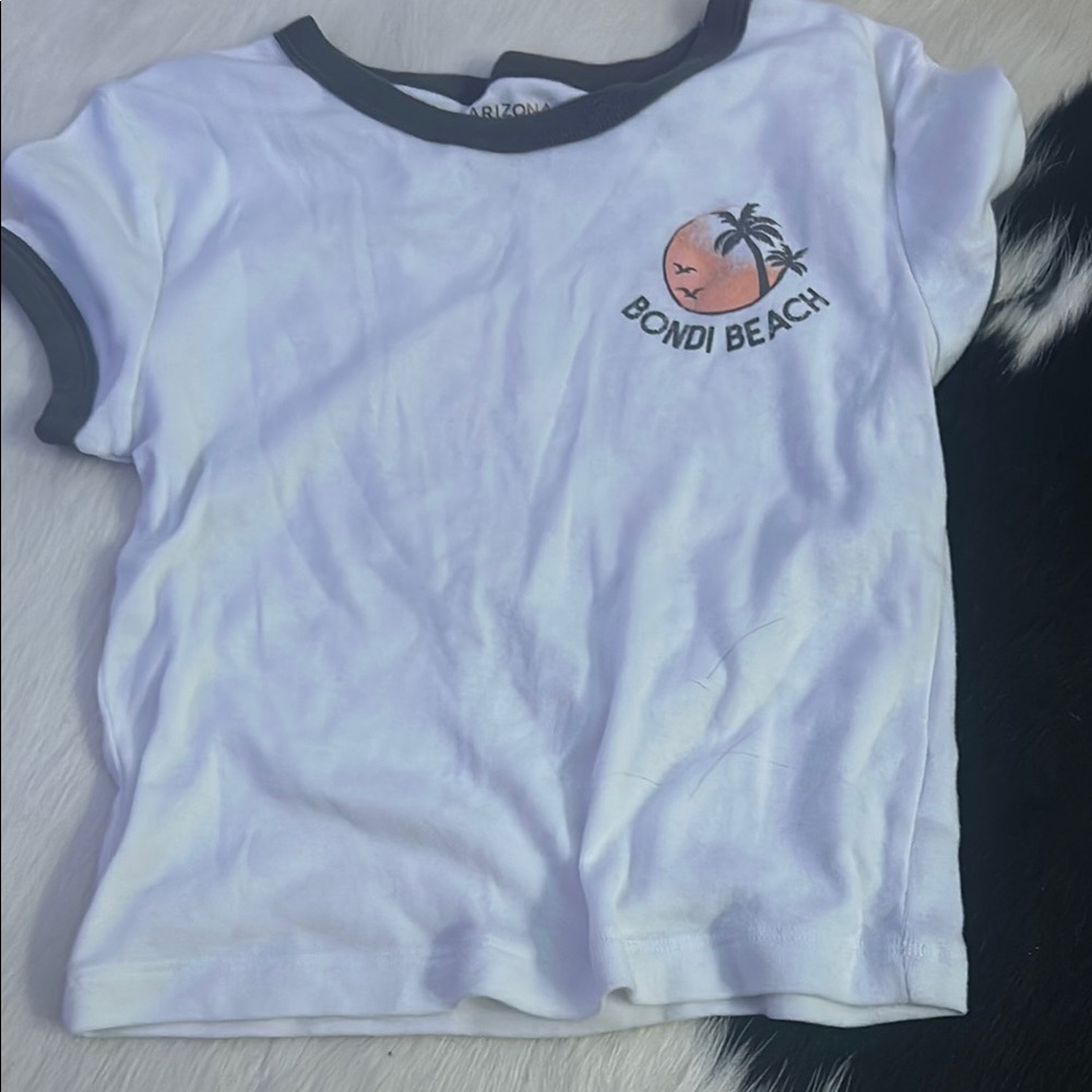 Bondi Beach White and Black Crop Top